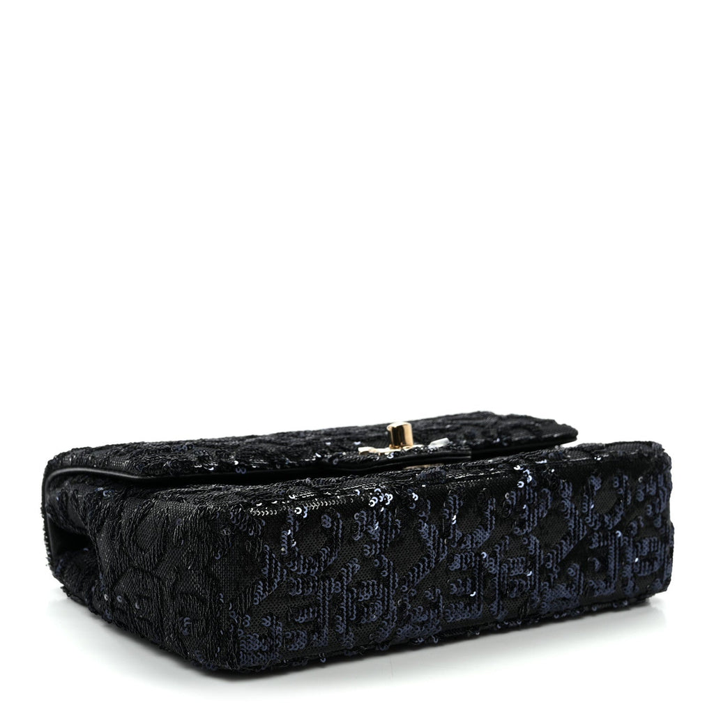 Sequin Quilted Small Single Flap Black