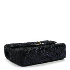 Sequin Quilted Small Single Flap Black