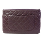 Chanel CC Quilted Lambskin Double Zip Clutch Purple SHW bag