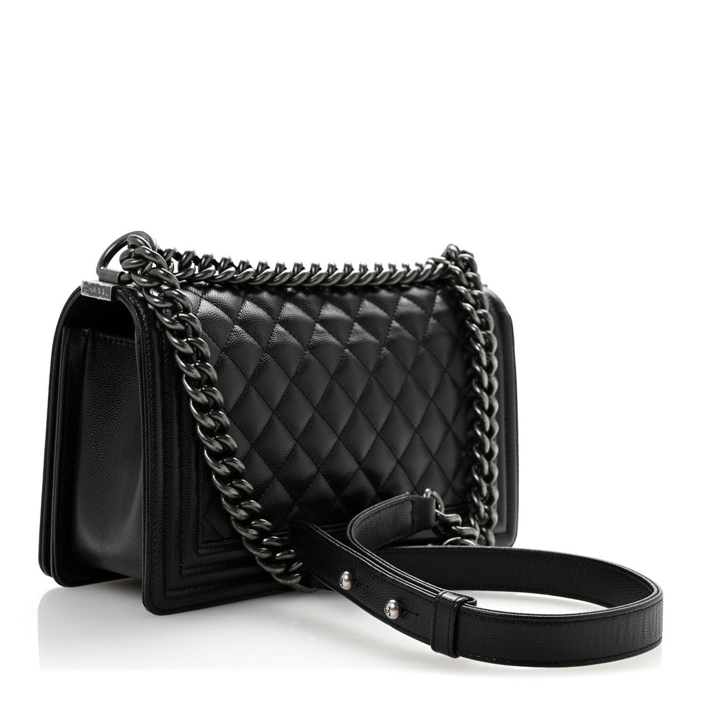 Caviar Quilted Medium Boy Flap Black