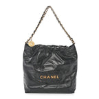Shiny Calfskin Quilted Small Chanel 22 Black