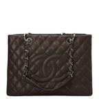 Chanel Brown GST Grand Shopping Tote  Bag in Caviar Leather with  Silver Hardware