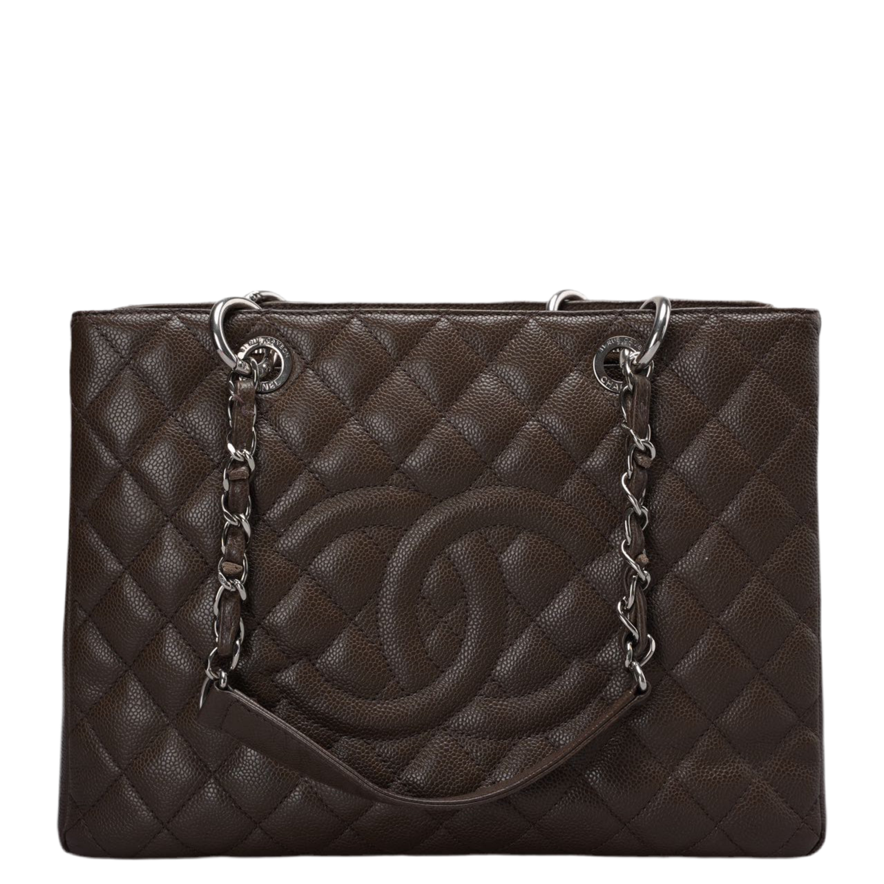 Chanel Brown GST Grand Shopping Tote  Bag in Caviar Leather with  Silver Hardware