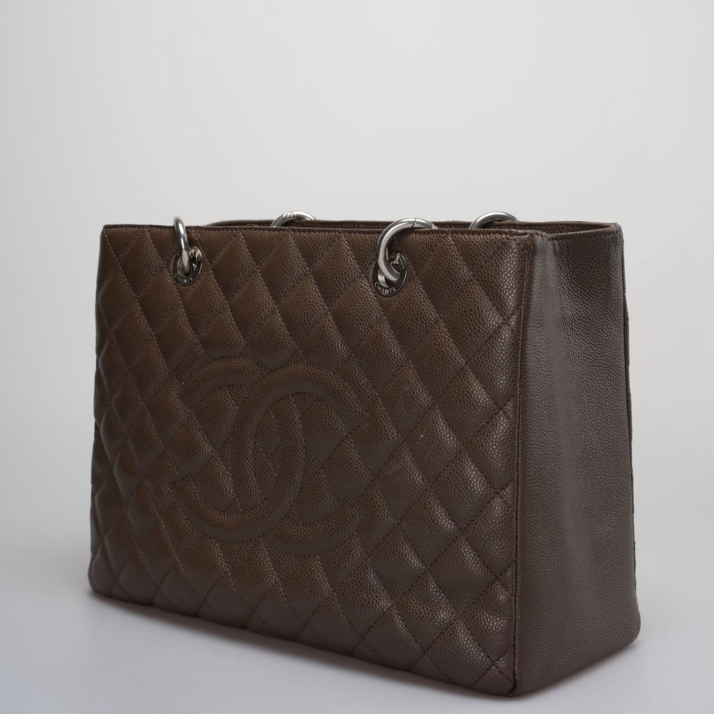Chanel Brown GST Grand Shopping Tote  Bag in Caviar Leather with  Silver Hardware