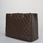 Chanel Brown GST Grand Shopping Tote  Bag in Caviar Leather with  Silver Hardware