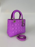 Dior Lady Dior Bag Medium Purple Lambskin Leather with Silver Hardware