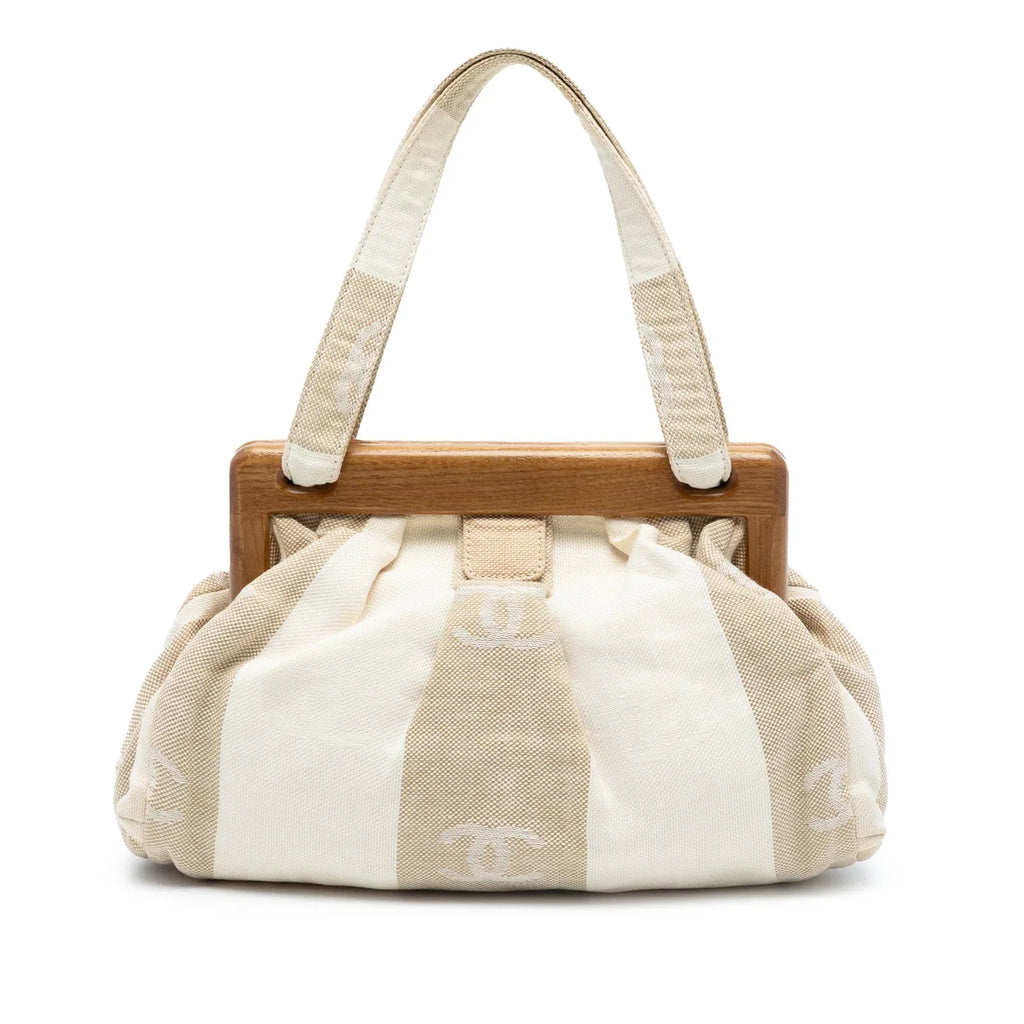 Chanel Canvas Wooden Clam Shell Handbag