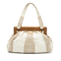 Chanel Canvas Wooden Clam Shell Handbag