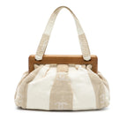 Chanel Canvas Wooden Clam Shell Handbag
