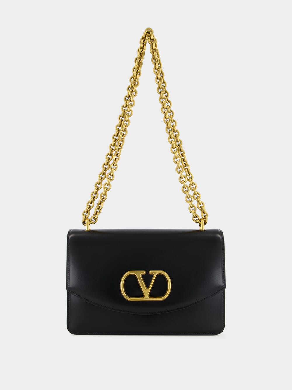 Black Vain Shoulder Bag in Shiny Calfskin