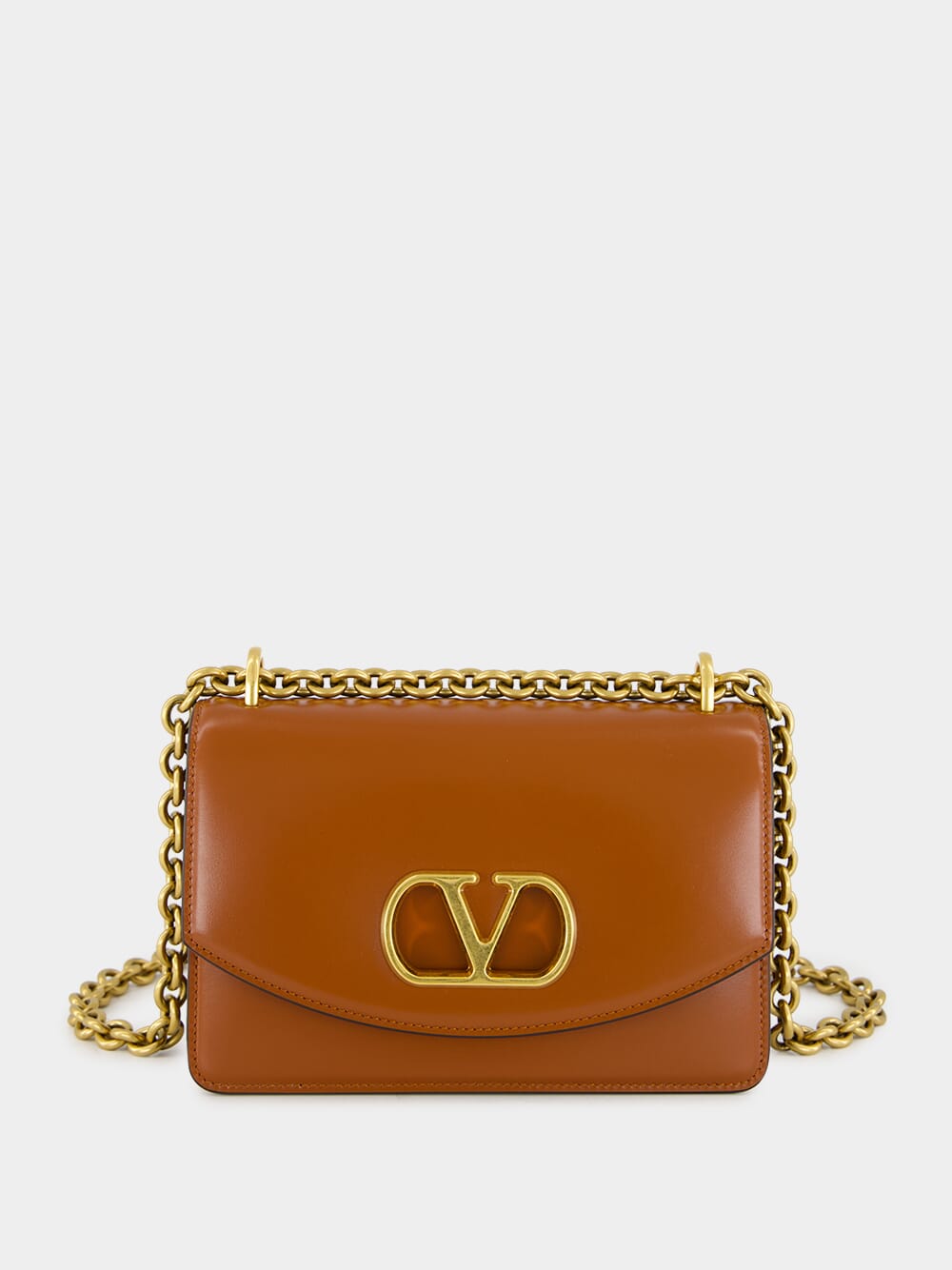 Dark Brandy Small Leather Shoulder Bag