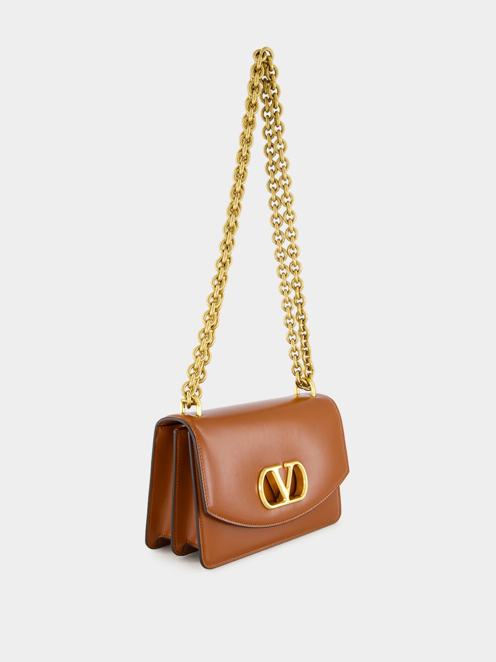 Dark Brandy Small Leather Shoulder Bag