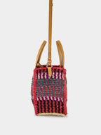Small Crochet Raffia Tote Bag with VLogo