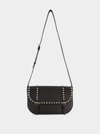 Rockstud Large Messenger Bag in Black Leather
