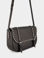 Rockstud Large Messenger Bag in Black Leather