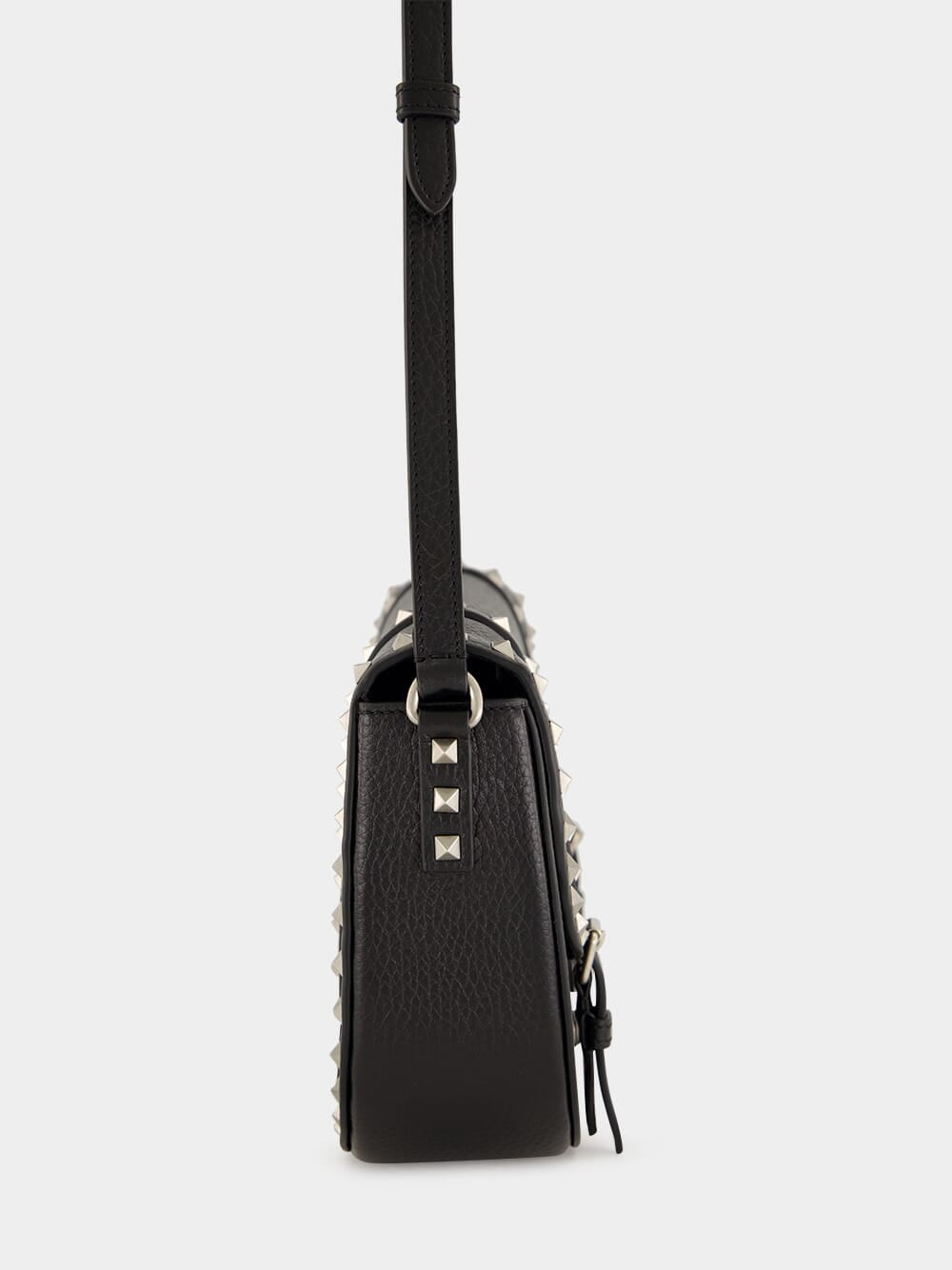 Rockstud Large Messenger Bag in Black Leather