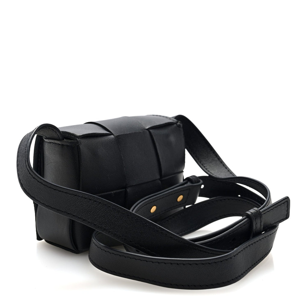 Lambskin Maxi Intrecciato Extra Mini Cassette Crossbody Bag Black