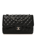 Caviar Quilted Jumbo Double Flap Black