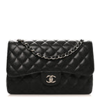 Caviar Quilted Jumbo Double Flap Black