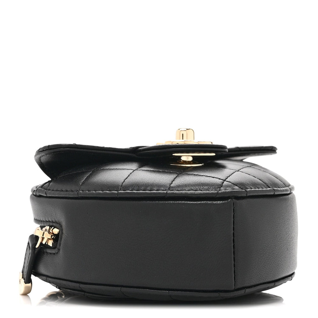 Lambskin Quilted CC In Love Heart Clutch With Chain Black