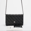 Chanel Wallet on Chain (WOC) Black Cross Body Bag Lambskin Leather Silver Hardware 2017