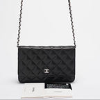 Chanel Wallet on Chain (WOC) Black Cross Body Bag Lambskin Leather Silver Hardware 2017