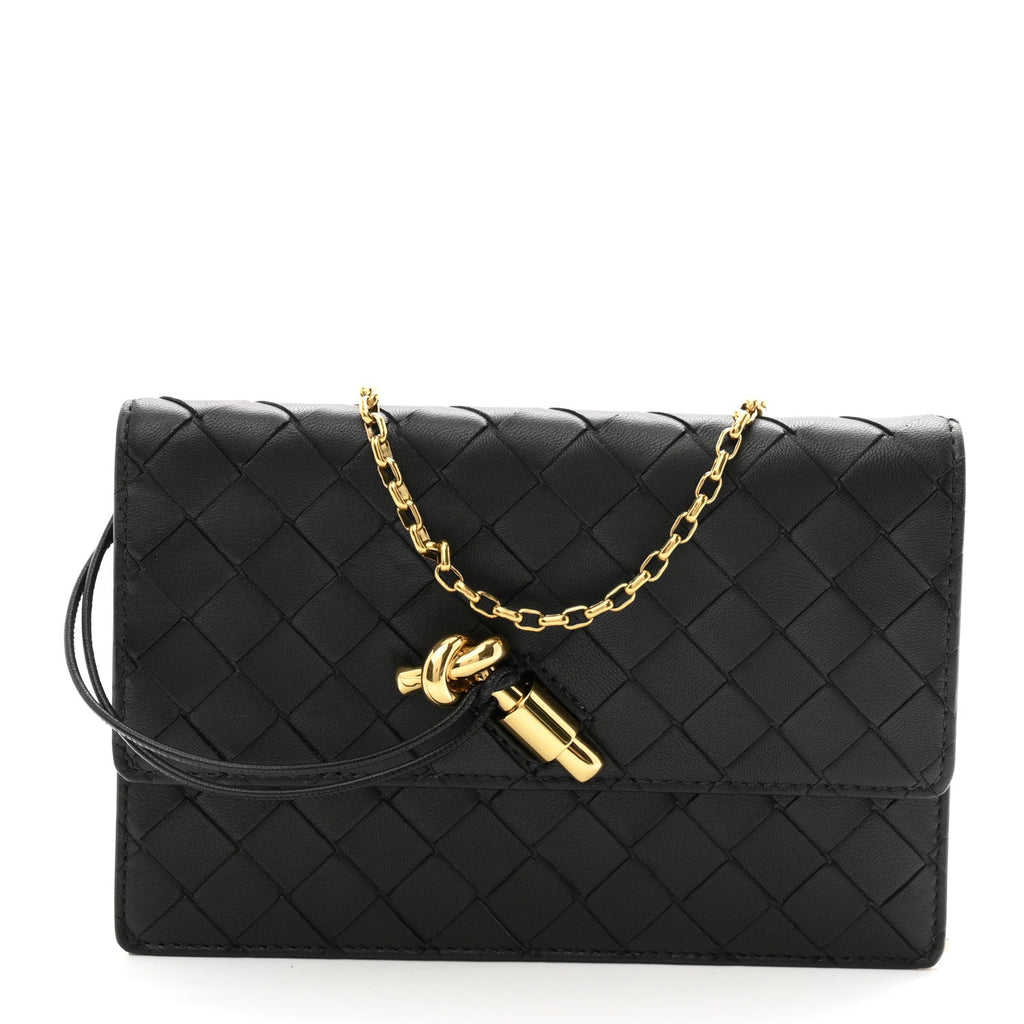 Nappa Intrecciato Andiamo Pouch On Chain Black