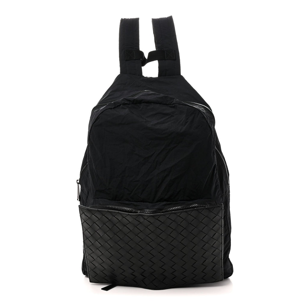 Nappa Nylon Intreccio Packable Backpack Black