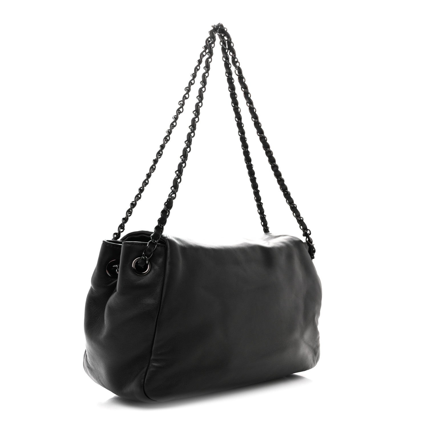 Lambskin Studded Accordion CC Flap Black
