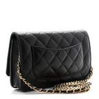 Lambskin Quilted Wallet On Chain WOC Black