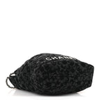 Denim Quilted Floral Print Mini Chanel 22 Black Grey