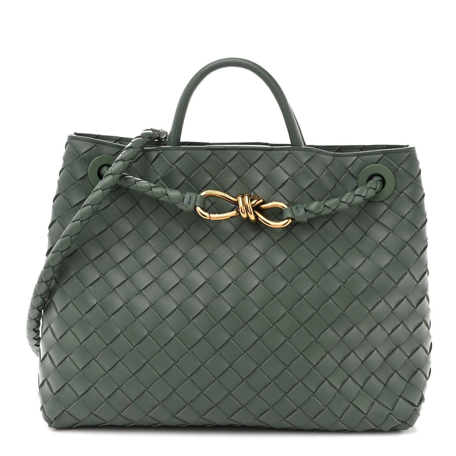 Nappa Intrecciato Medium Andiamo Shoulder Bag Aloe