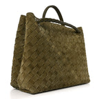 Suede Intrecciato Medium Andiamo Shoulder Bag Mud