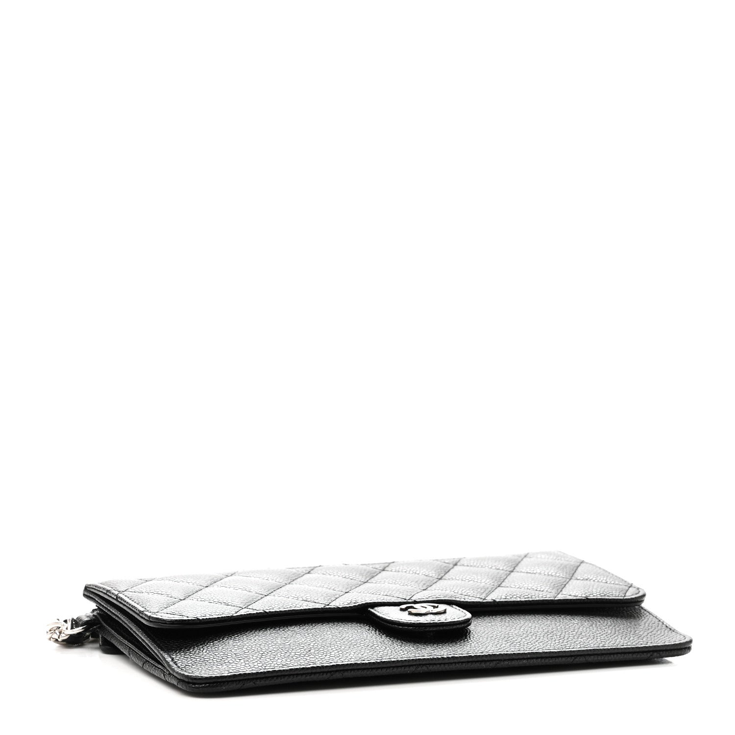 Caviar Quilted Classic Pouch With Handle Black