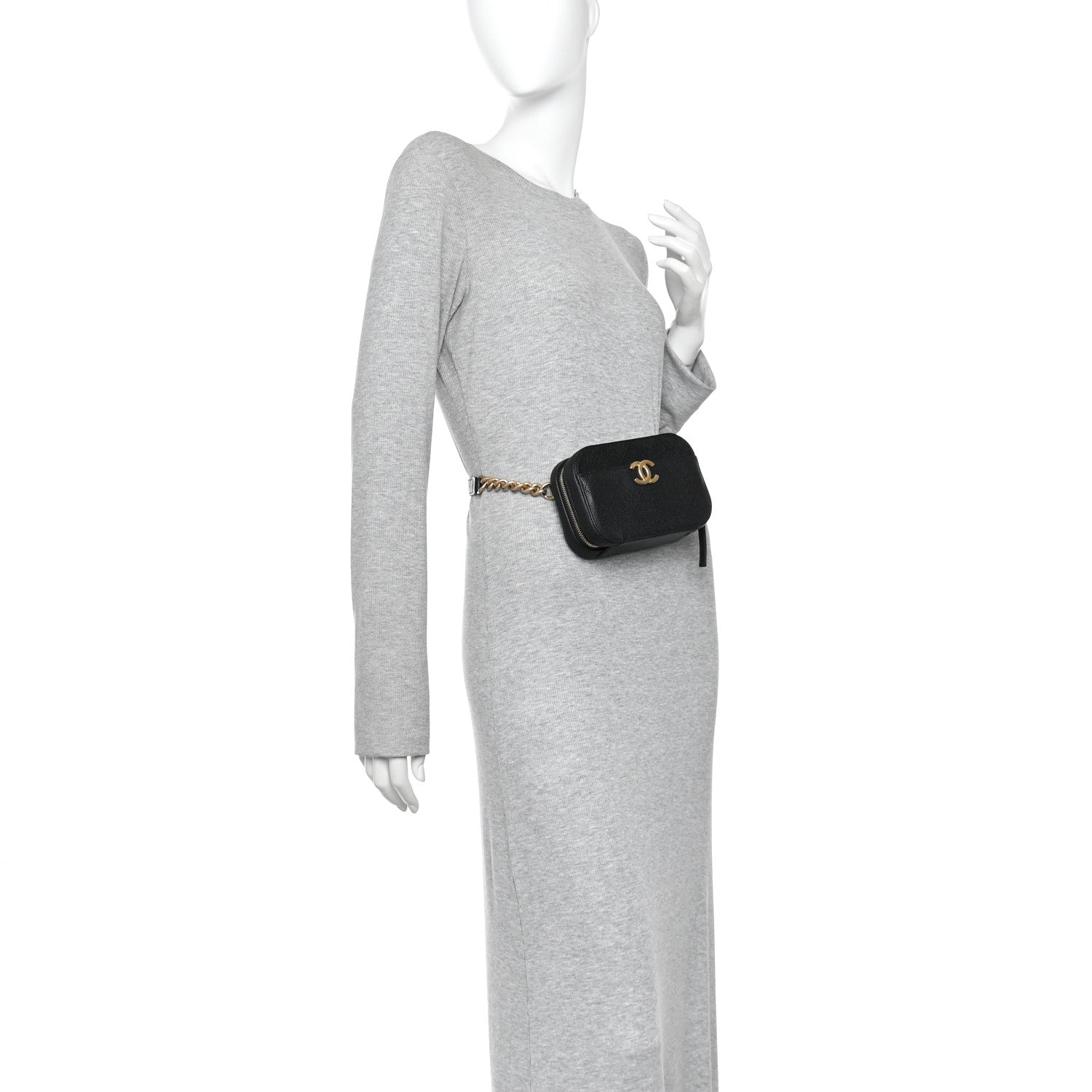 Caviar Quilted Waist Bag Black