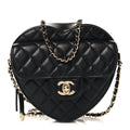 Lambskin Quilted CC In Love Heart Bag Black