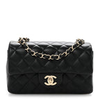 Lambskin Quilted Mini Rectangular Flap Black