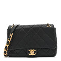 Caviar Quilted Medium Chain Flap  Black