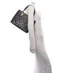 Caviar Quilted Medallion Tote Black