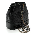 Aged Calfskin Quilted Small Gabrielle Backpack Black