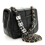 Lambskin Resin Crystal Square Quilted Mini Monacoco Flap Black