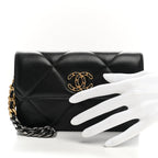 Lambskin Quilted Chanel 19 Flap Clutch Black