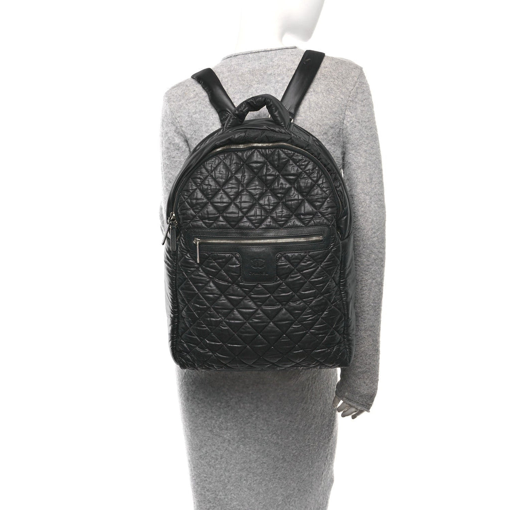 Nylon Quilted Coco Cocoon Backpack Black