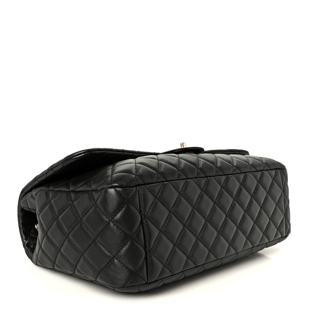 Calfskin Quilted Small XXL Travel Flap Bag Black