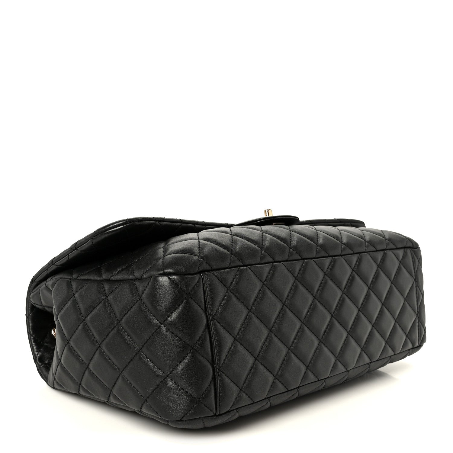 Calfskin Quilted Small XXL Travel Flap Bag Black
