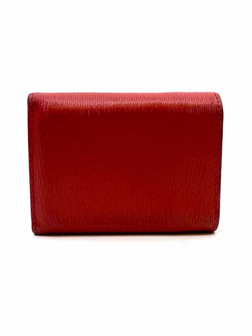PRADA Red Orange Leather Solid Card Holder