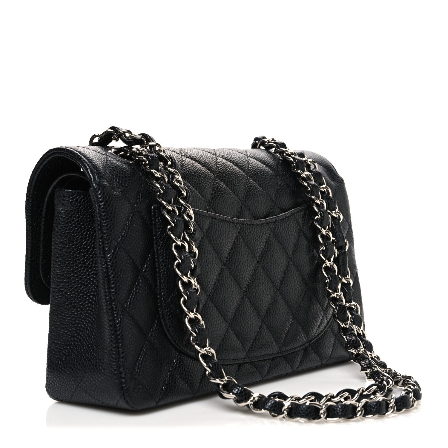 Caviar Quilted Small Double Flap Black