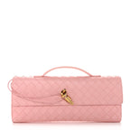 Nappa Intrecciato Long Andiamo Top Handle Clutch Rose