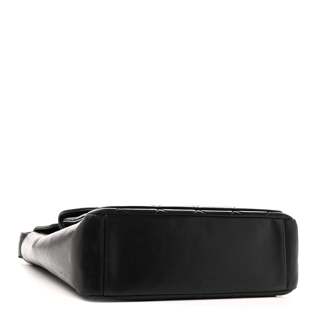 Lambskin Quilted Double Pocket Shoulder Bag Black