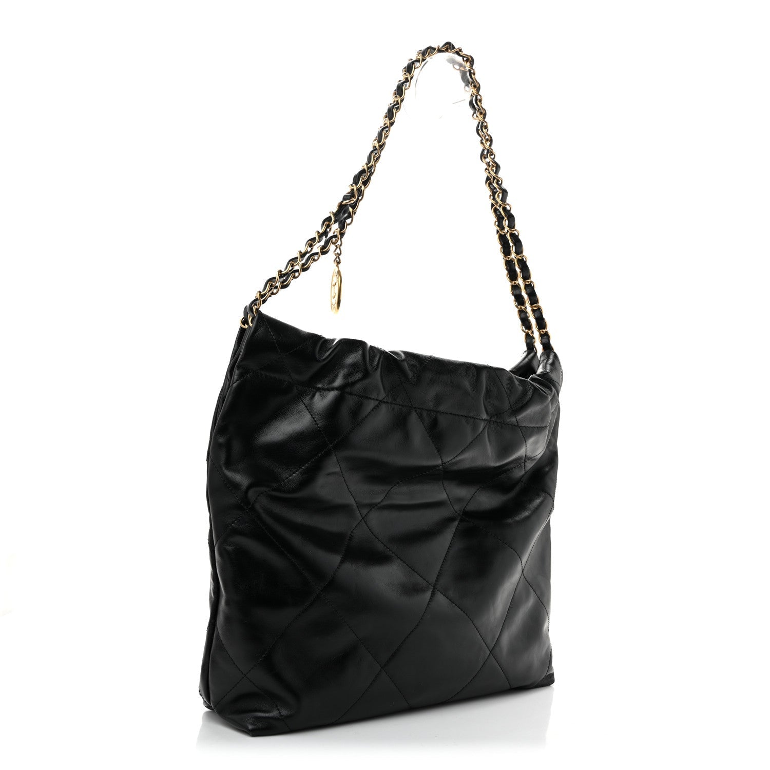 Shiny Calfskin Quilted Small Chanel 22 Black